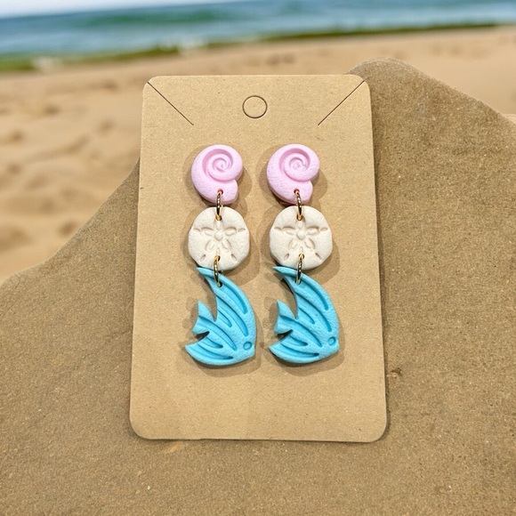 Beach Themed Dangle Earrings- Polymer Clay - Picture 3 of 3
